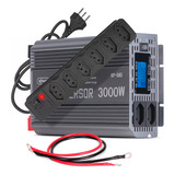 Kit Inversor Conversor De Tensão 12v Para 110v 3000w Pico 6000w Onda Senoidal Pura Visor Digital 85 De Eficiência E Regua Eletrica 6 Tomadas Universal Botão Liga desliga Tripla Proteção