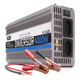 Kit Inversor Conversor De Tensão Automotivo 12v Para 220v 4000w Pico 8000w Led Indicador De Liga desliga Tripla Proteção Acompanha Par Garra De Jacaré 200a Brinde