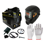 Kit Inversora De Solda 140a Bivolt Ti 180 C Mascara E Luvas Cor Preto amarelo 110v 220v