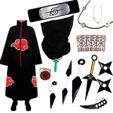 Kit Itachi Manto Akatsuki Infantil + 17 Itens Cosplay Geek