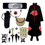 Kit Itachi Manto Akatsuki Infantil 19 Itens Cosplay Naruto
