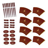 Kit Jantar Comida Japonesa 8 Pessoas Prato Leque Vermelho