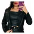 Kit Jaqueta Cropped Feminina Couro Casaco Blusa Moda Courino