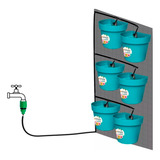 Kit Jardim Vertical 06 Vasos Resistente Fosco C Irrigação