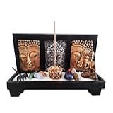Kit Jardim Zen Face De Buda Com Altar Incensário Pedra 7 Chakras Buda Hindu
