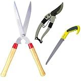Kit Jardinagem Poda Galhos Tesoura De Poda Serrote Podador Galho De Arvores Tesourão Aparar Cerca Viva