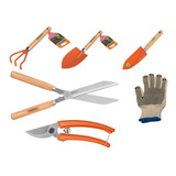 Kit Jardinagem Tesoura Poda E Grama Tramontina 5 Çs Luva