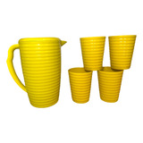 Kit Jarra E Copo Plástico Água Suco Bebidas Resistente 5 Pçs