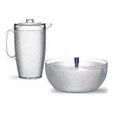 Kit Jarra Saladeira Diamante Em Acrilico Cristal Pracasa D