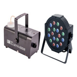 Kit Jato Fumaça 600w Canhão Strobo 18 Led Balada Bar Clube