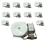 Kit Jogo 10 Cinta Catraca Amarração Caminhão 5 Toneladas 9 Metros Cor Branco Gancho Rabicho J Carga E Veículos Linha Pesada