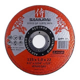 Kit Jogo 100 Discos Corte 115x1 0 F22mm P Esmerilhadeira Samurai Cor Vermelho