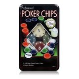 Kit Jogo 100 Fichas De Poker Na Lata Chips Profissional Game