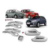 Kit Jogo 2 Capa Aplique 100 Cromada Retrovisor 4 Maçaneta Strada Palio Wekeend G3 G4 2011 12 13 14 15 2016 2017 2018