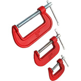 Kit Jogo 3 Pçs Grampo Sargento Tipo C Fixar E Colar Madeira