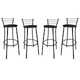 KIT Jogo 4 Banqueta Alta Preta Balcão Cozinha Sala Jardim
