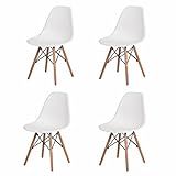 Kit Jogo 4 Cadeiras De Jantar Atendimento Charles Eames Eiffel Base De Madeira Wood Branco 
