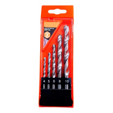 Kit Jogo 5 Brocas Aco Rapido Hss Metal 4 A 10 Mm