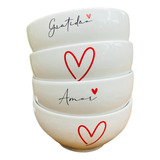Kit Jogo 6 Bowl Tigelas Porcelana Cumbuca Sopa Açaí Decorada