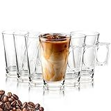 Kit Jogo 6 Peças Canecas De Vidro Com Alça Xícara Café E Cappuccino