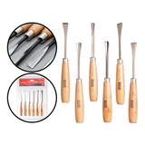Kit Jogo 6 Peças Goiva Formão Para Entalhar Madeira Artesão