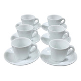 Kit Jogo 6 Xícaras Café 80ml Cônica Reta Com Pires 2 
