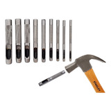Kit Jogo 9 Vazadores 2 5 A 10mm Furador De Couro Borracha