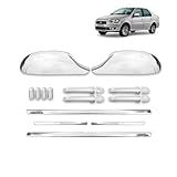 Kit Jogo Aplique De Maçaneta Par Aplique De Retrovisor Friso Lateral Modelo Slim Tampa De Válvula Kit Cromado Siena G4 2008 2009 2010 2011