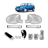 Kit Jogo Aplique De Maçaneta Par Aplique Retrovisor Tampa De Válvula Kit Chrome Pedaleira Bola De Câmbio E Freio De Mão Gol G2 1995 1996 1997 1998 1999 Kit Cromado