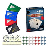 Kit Jogo Baralho Com 24 Fichas De Poker 24 Pcs De Domino