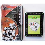 Kit Jogo Baralho E Dominó 1 Linha Em Lata Profissional