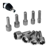 Kit Jogo Bits Soquete Canhão Parafusadeira 9 Peças