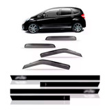 Kit Jogo Calha Chuva Honda Fit 03/08+friso Lateral Borrachão
