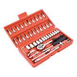 Kit Jogo Chave Soquete Com Maleta 46 Pçs Aço Crv 1 4 Catraca
