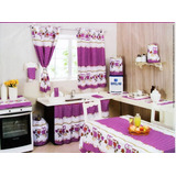 Kit Jogo De Cozinha Estampados Tergal 10 Peças