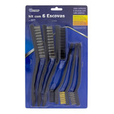 Kit Jogo De Escova Manual Com Cabo Grande 06 Pçs Western Pro