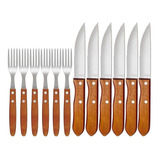 Kit Jogo De Facas E Garfos Churrasco 12 Peças Mor