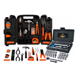 Kit Jogo De Ferramentas Multiuso Completo Com Maleta 129 Peças The Black Tools Aço Crv Catraca Soquetes Chave Allen