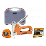 Kit Jogo De Grampeador 500 Grampos Tapeceiro Trena 2m Sparta