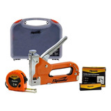 Kit Jogo De Grampeador 500 Grampos Tapeceiro Trena 2m Sparta