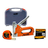 Kit Jogo De Grampeador 500 Grampos Tapeceiro Trena 2m Sparta