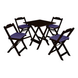 Kit Jogo De Mesa 70x70 Com 4 Cadeiras Bistrô Para Sorveteria Restaurantes Dobrável Cor Açai