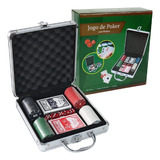 Kit Jogo De Poker Com Maleta 100 Fichas 2 Baralhos 5 Dados