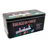 Kit Jogo De Poker Texas Holdem Lata C  Toalha Fichas Baralho