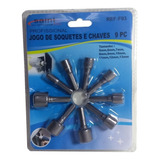 Kit Jogo De Pontas Bits Canhão Caximbo Soquete 9 Peças