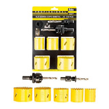 Kit Jogo De Serra Copo Bimetal 8 Peças Metal E Madeira