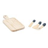 Kit Jogo De Utensílios Preto 3 Pçs E Tábua De Bambu Oikos