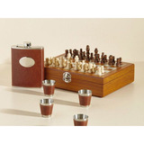Kit Jogo De Xadrez Com Maleta E 1 Cantil Whisky