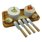 Kit Jogo Espátulas Bandeja Ramequim Manteiga Patê Antepasto