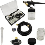 Kit Jogo Estojo Com 7 Peças Com Aerógrafo Pistola De Pintura Lk 04 Aerografia Confeitaria Aeromodelismo Bronzeamento Wwsoldas